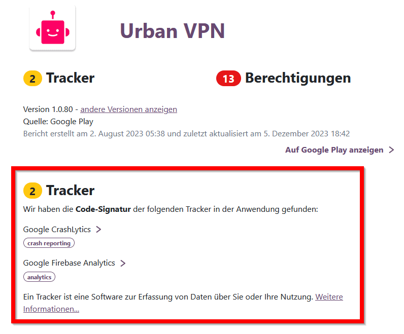 urbanvpn tracker android google