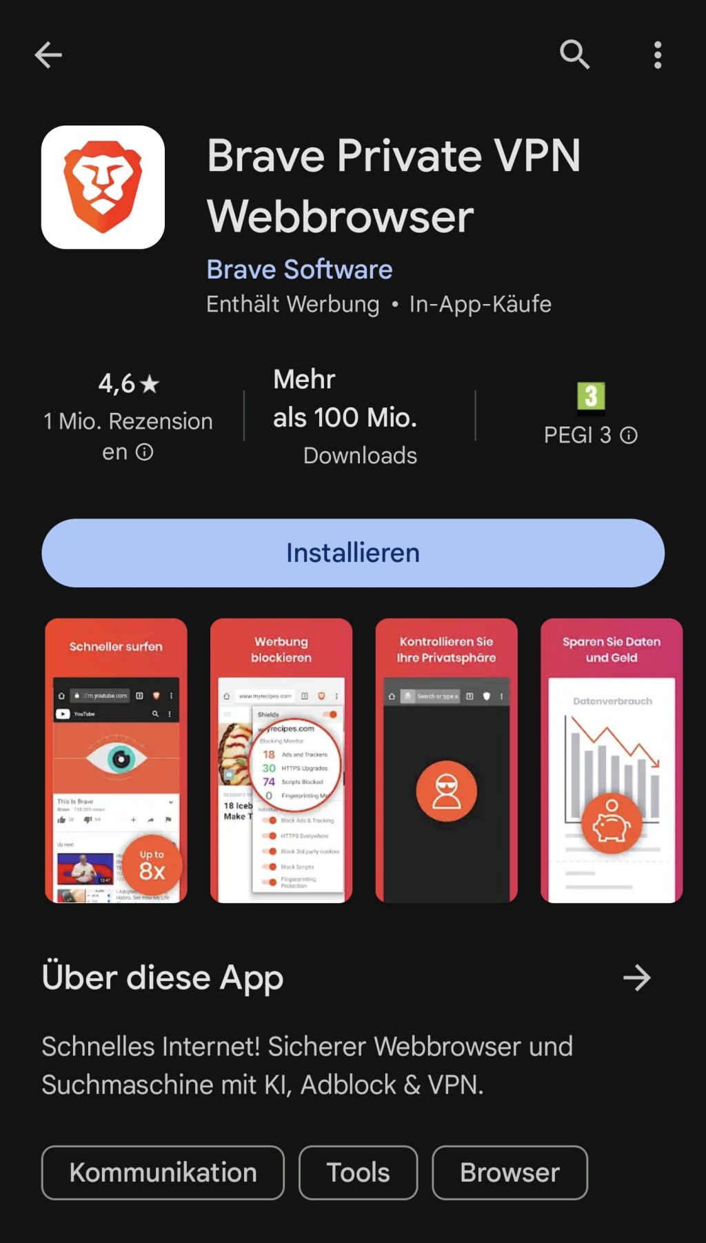 brave browser android playstore